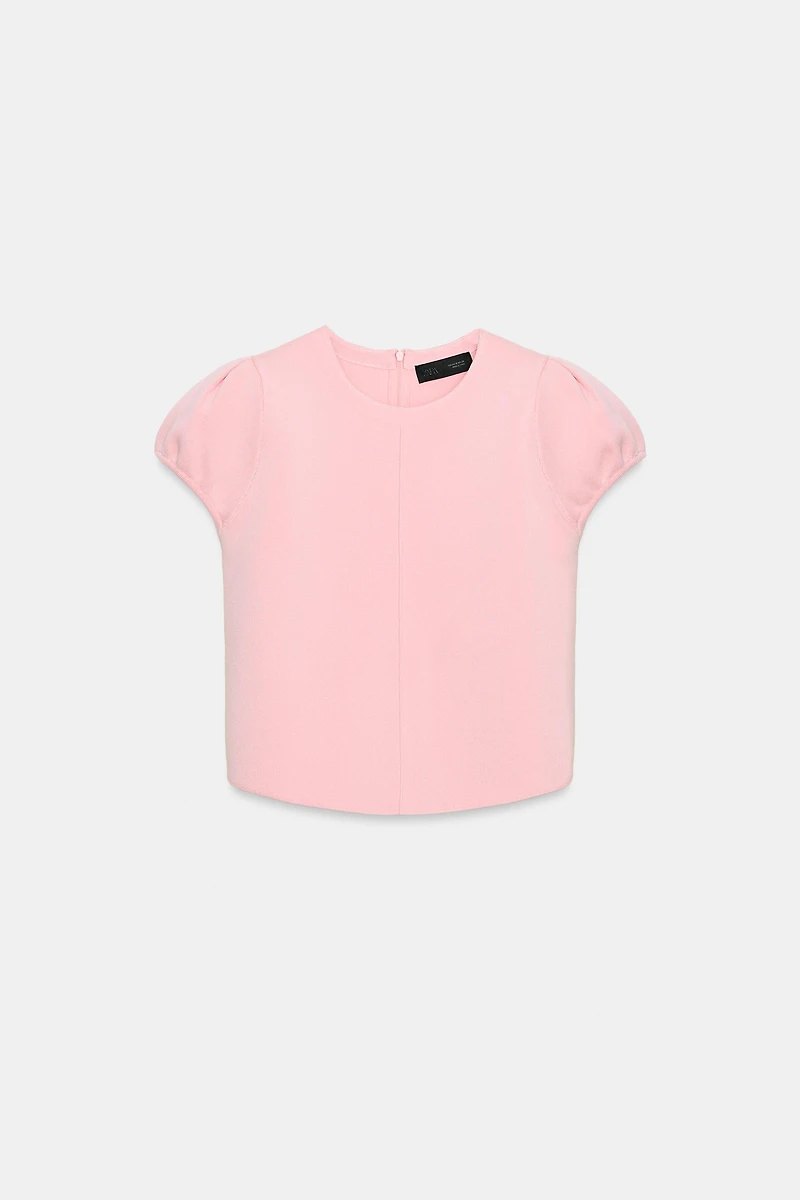 PUFF SHORT SLEEVE KNIT TOP