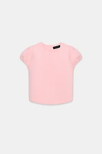 PUFF SHORT SLEEVE KNIT TOP