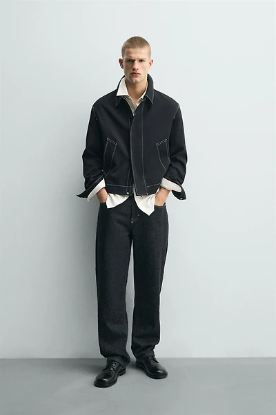 CONTRAST TOPSTITCHING OVERSHIRT