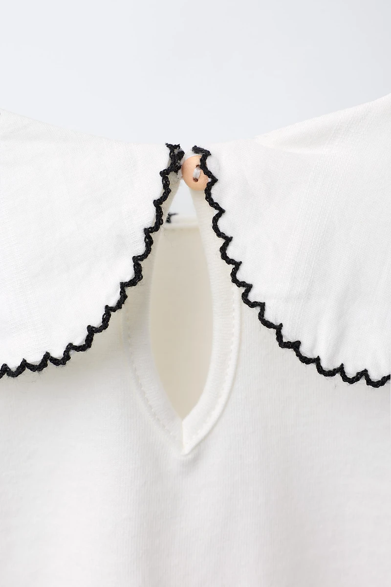 T-SHIRT COL CLAUDINE BRODÉ