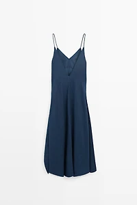 100% linen asymmetric midi dress