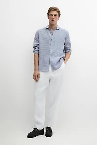 100% linen regular fit gingham shirt
