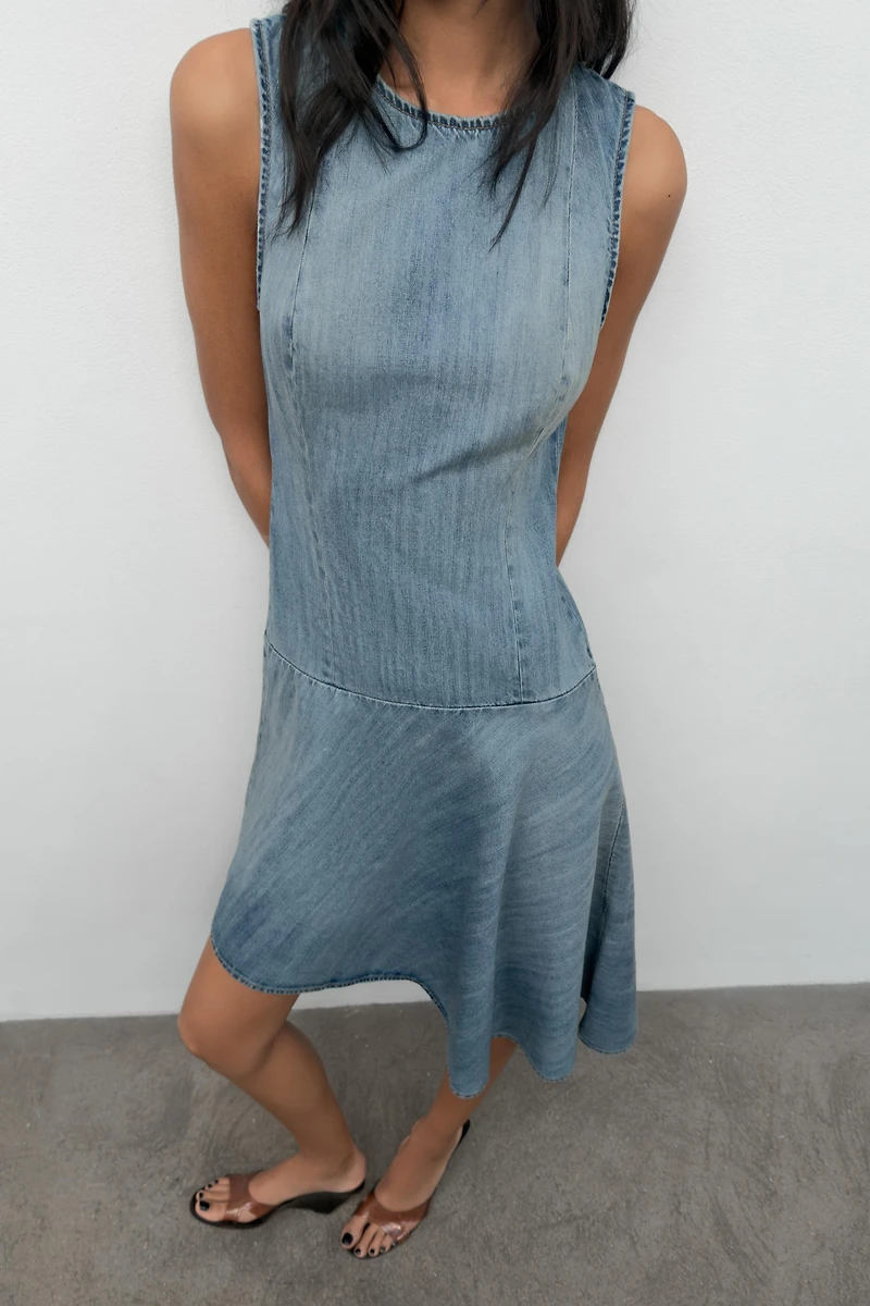 ROBE EN DENIM TRF ASYMÉTRIQUE