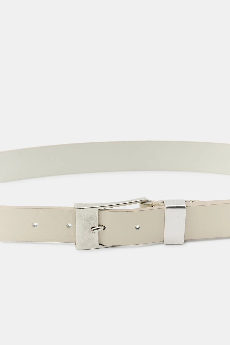 CEINTURE LISSE 100% CUIR BOUCLE CARRÉE