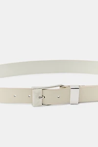CEINTURE LISSE 100% CUIR BOUCLE CARRÉE