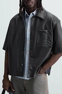 FAUX LEATHER OVERSHIRT