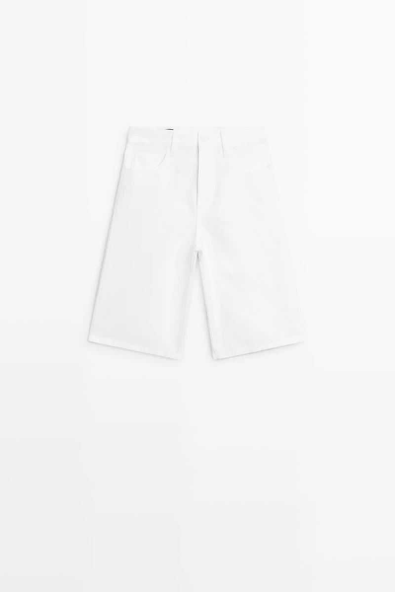 Cotton and linen blend Bermuda shorts