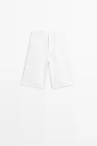 Cotton and linen blend Bermuda shorts