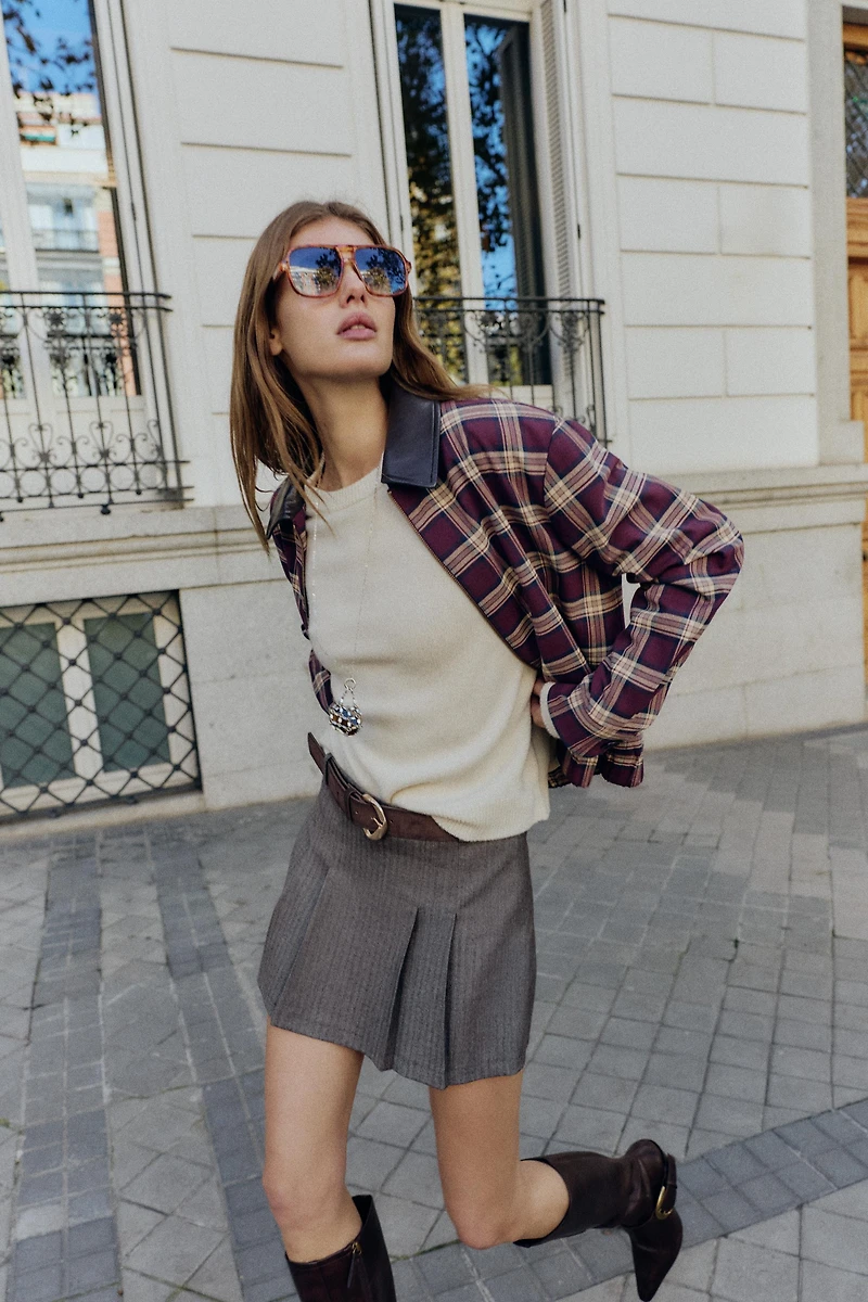 BELTED PLEATED SKORT