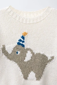 PULL EN MAILLE ÉLÉPHANT BRODÉ