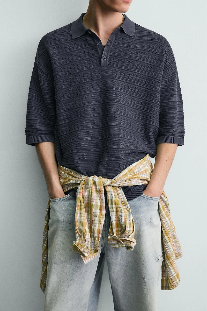 RELAXED FIT WASHED KNIT POLO