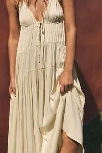 LONG RUCHED SATIN DRESS