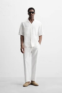 RELAXED FIT COTTON LINEN PANTS