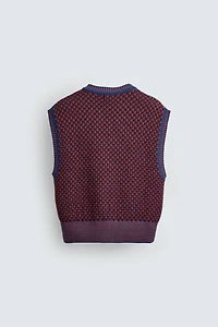 GILET EN MAILLE CONTRASTE