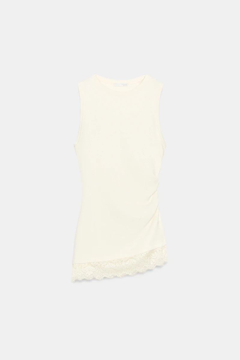 DRAPED LACE TOP