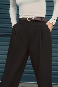 BELTED PLEATED PANTS