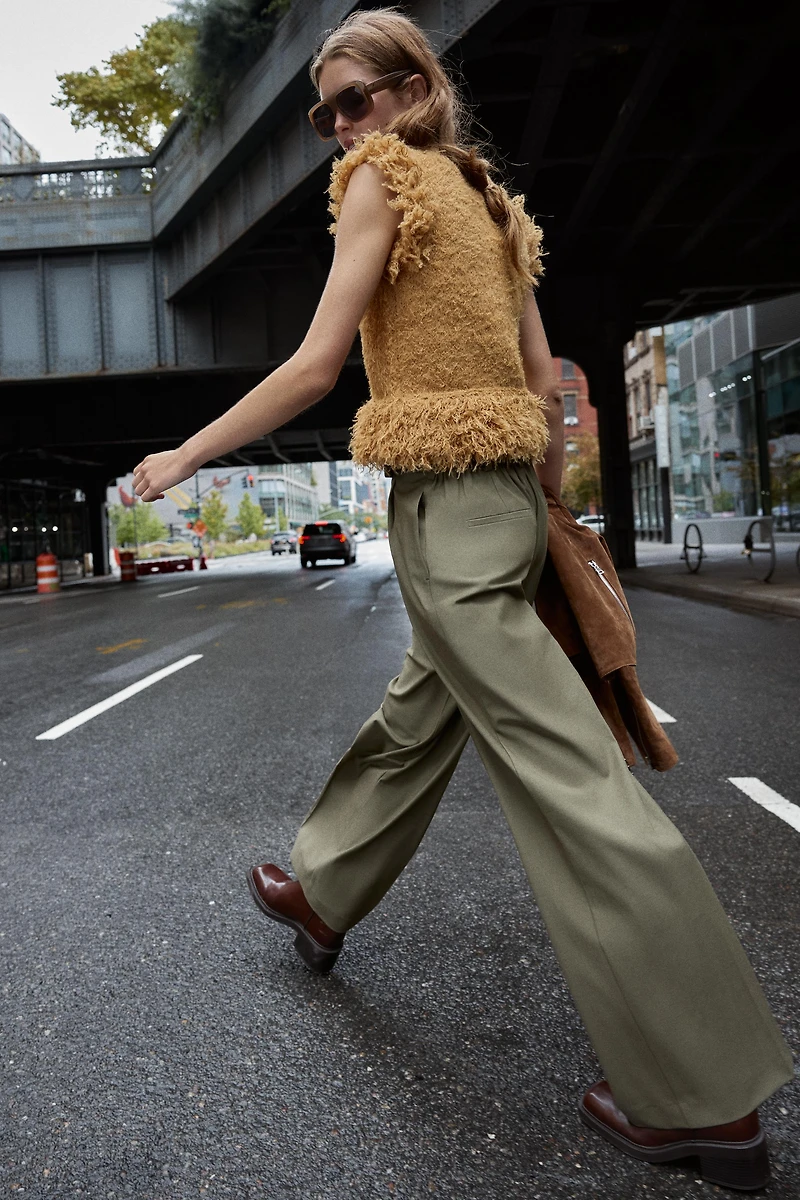 PAPER BAG BELTED PANTS