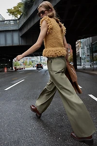 PAPER BAG BELTED PANTS