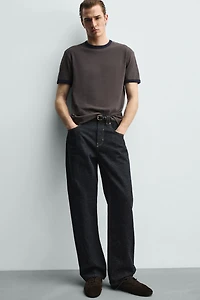 BASIC CONTRAST RIB T-SHIRT