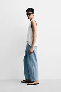 PANTALON DENIM CHINO COUPE AMPLE À PLIS
