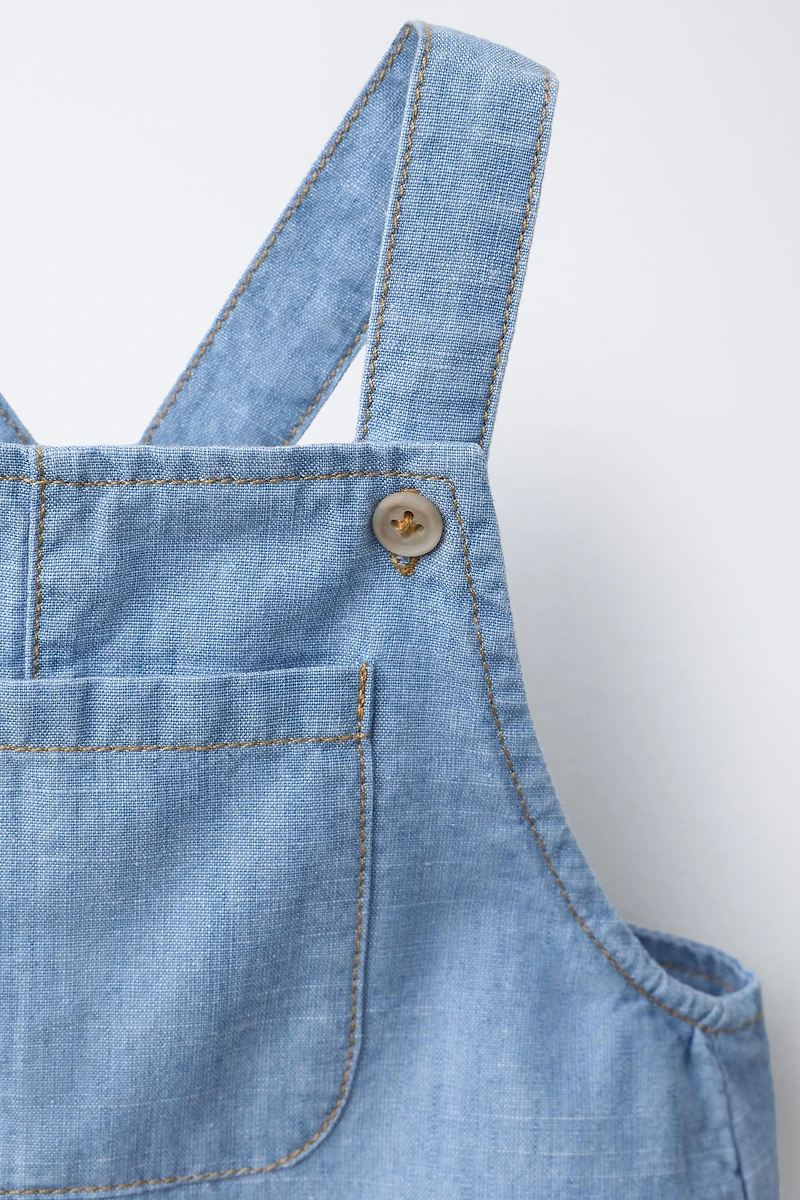 DENIM OVERALL SHORTS