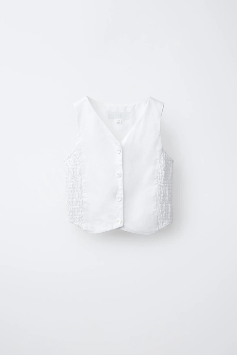 ELASTICATED LINEN BLEND VEST