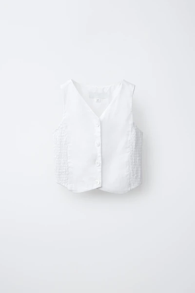 ELASTICATED LINEN BLEND VEST