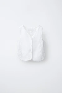 ELASTICATED LINEN BLEND VEST