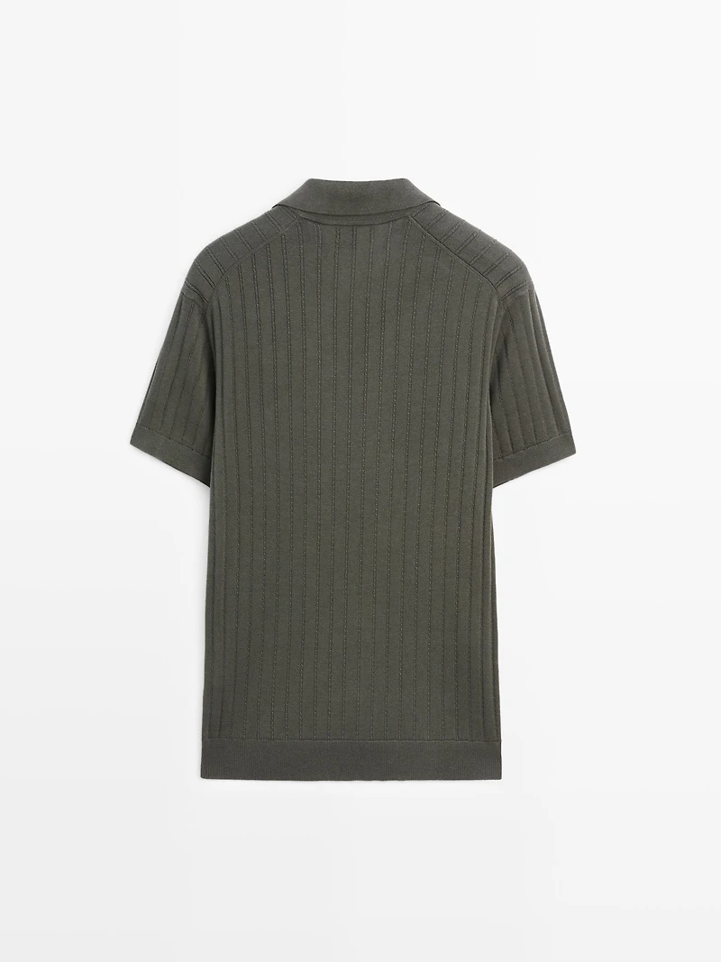 Cable-knit polo sweater