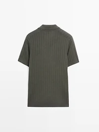 Cable-knit polo sweater