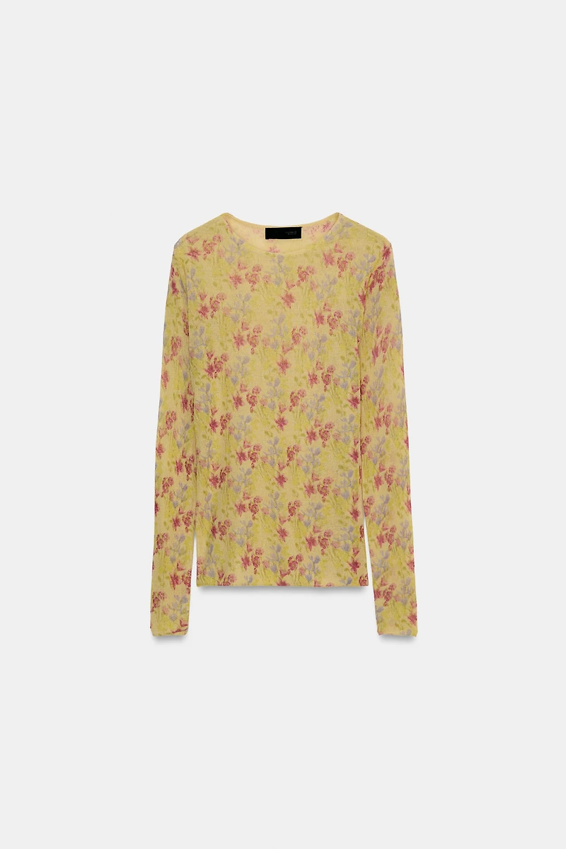 FLORAL PRINT KNIT TOP