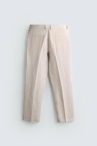 100% LINEN PLEATED SUIT PANTS