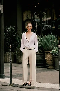 PANTALON BAS AVEC REVERS ET CEINTURE