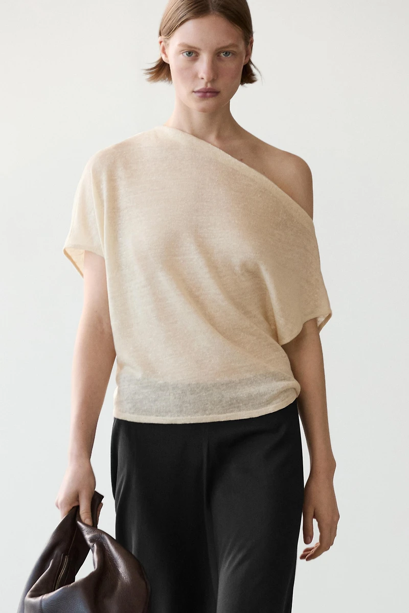 Cape cropped asymétrique en lin mélangé