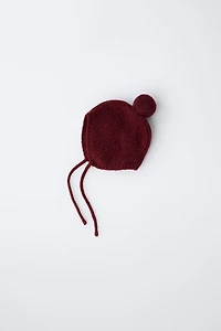 KNIT POMPOM BONNET