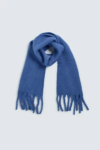 BRUSHED TEXTURE FRINGED SCARF