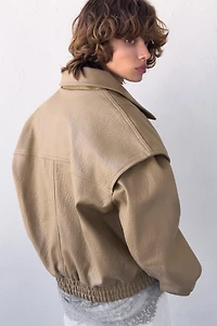 FAUX LEATHER BOMBER JACKET