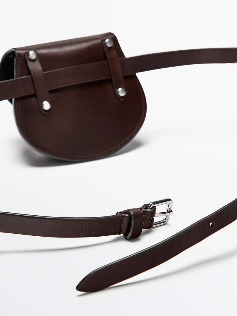 Nappa leather pouch belt