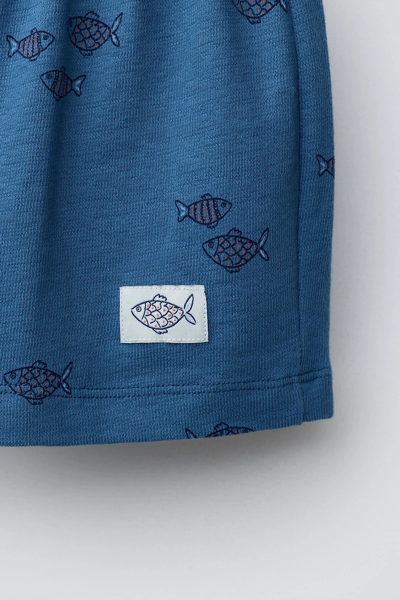 FISH PRINT SHORTS