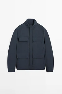 Water-repellent puffer jacket with pockets