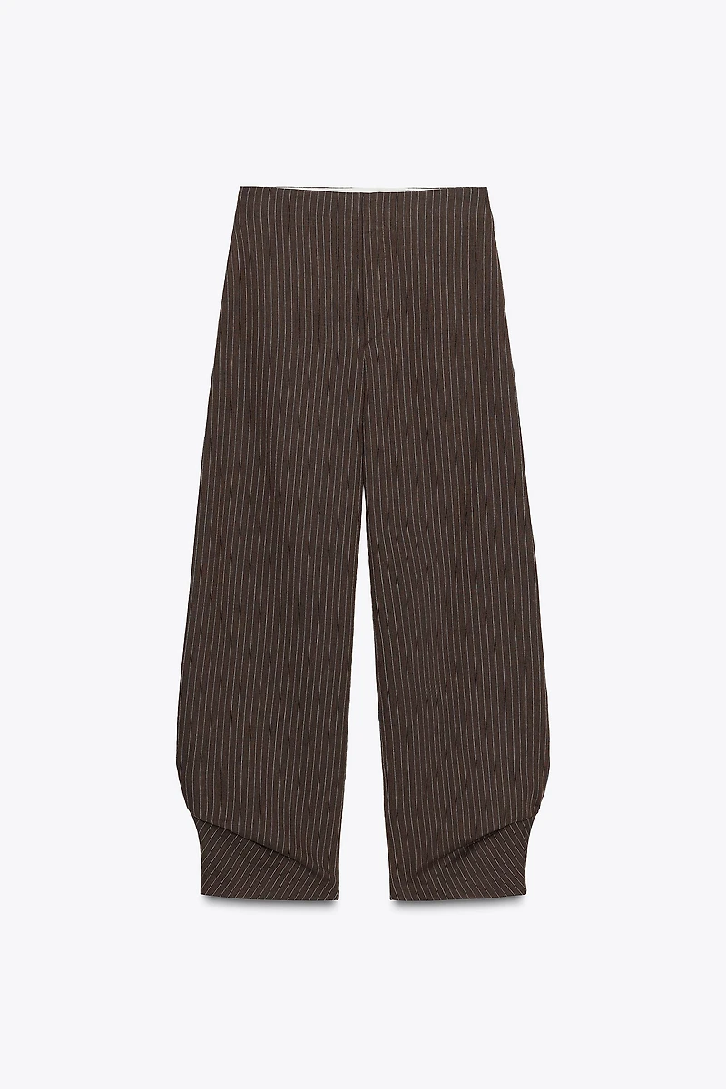 ZW COLLECTION STRIPED LINEN BLEND BALLOON PANTS