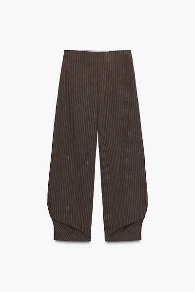 ZW COLLECTION STRIPED LINEN BLEND BALLOON PANTS