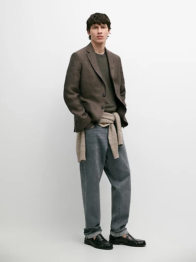 100% linen blazer with pocket details