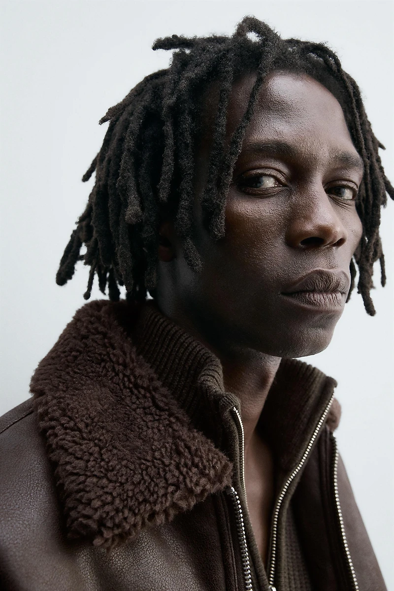 BLOUSON MATIÈRE SYNTHÉTIQUE DOUBLE FACE