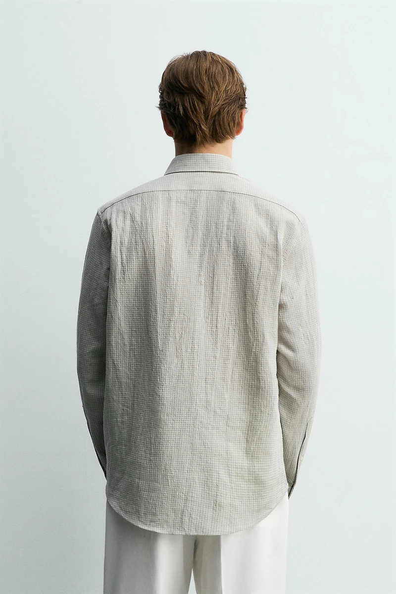 PLAID LINEN-COTTON SHIRT
