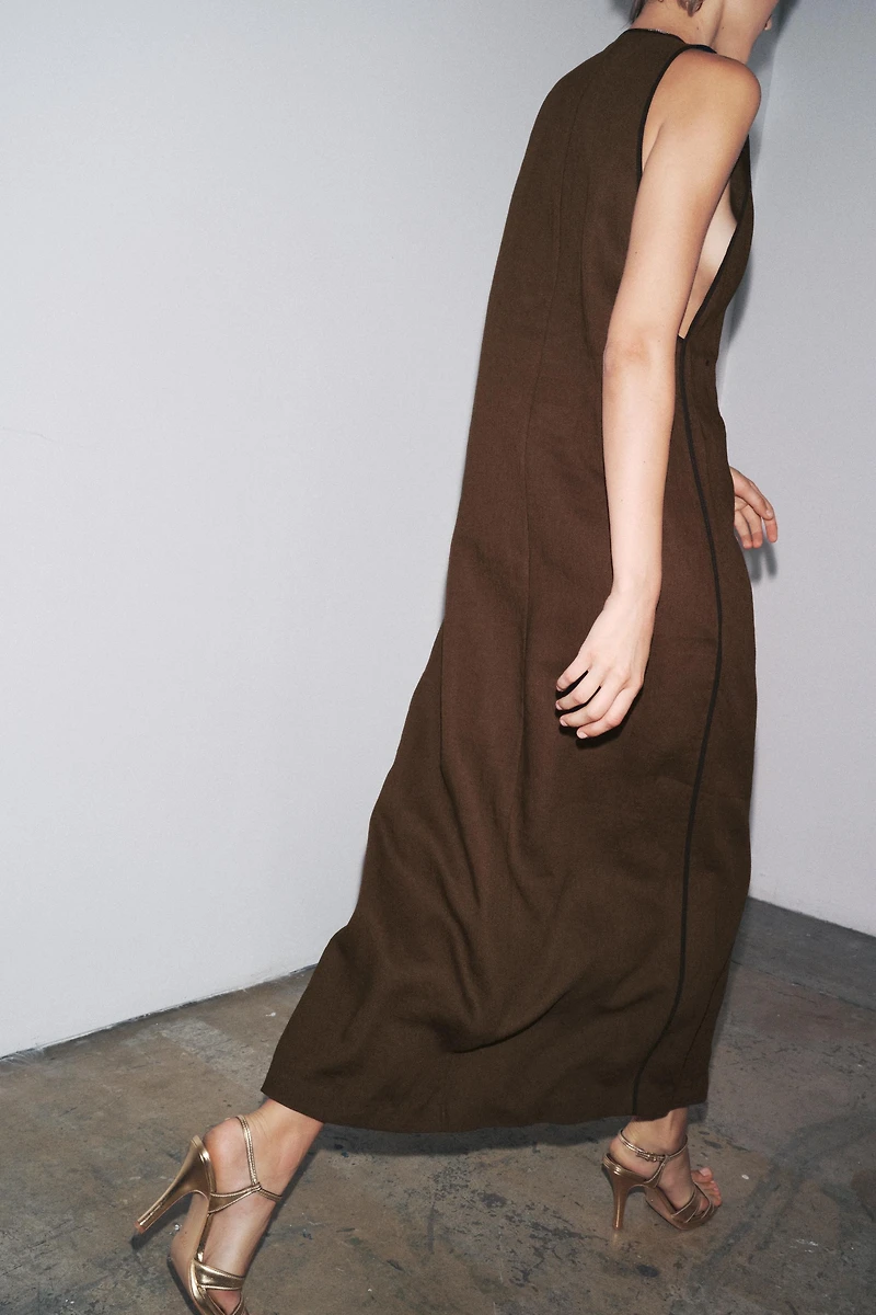ZW COLLECTION LINEN BLEND MIDI DRESS
