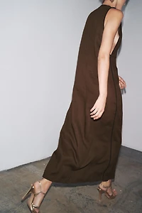ZW COLLECTION LINEN BLEND MIDI DRESS