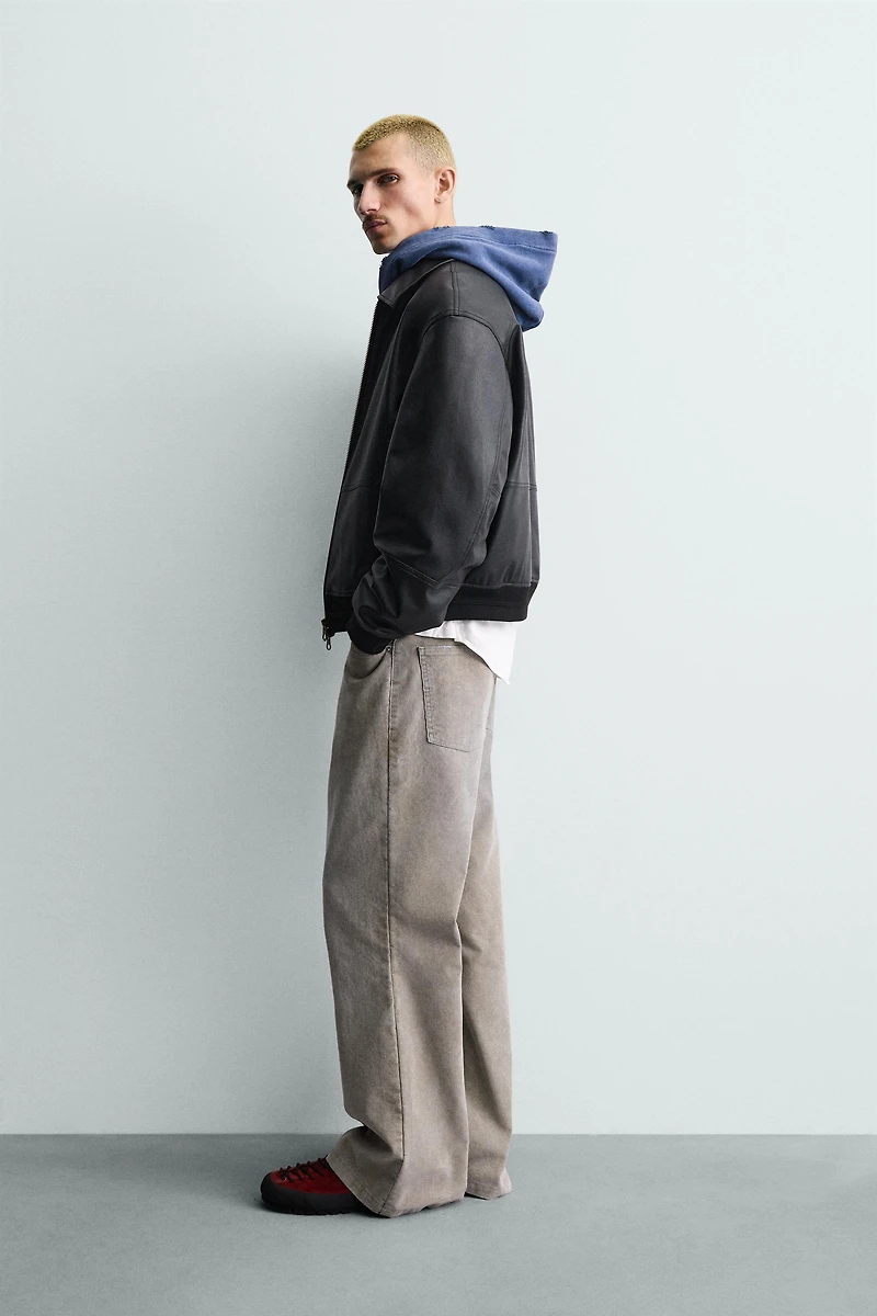 FAUX LEATHER BOMBER JACKET