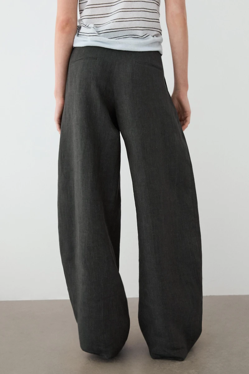 Melange trousers with linen side piece