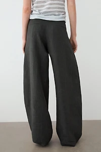 Melange trousers with linen side piece